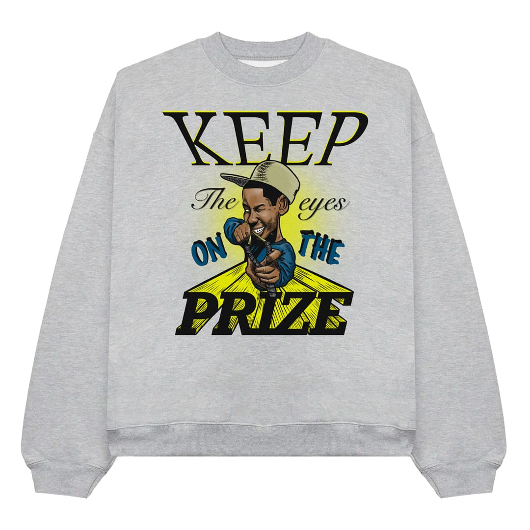Keep The Eyes On The Prize Heather Grey Crewneck Sweatshirt - Caio Trevisan Art