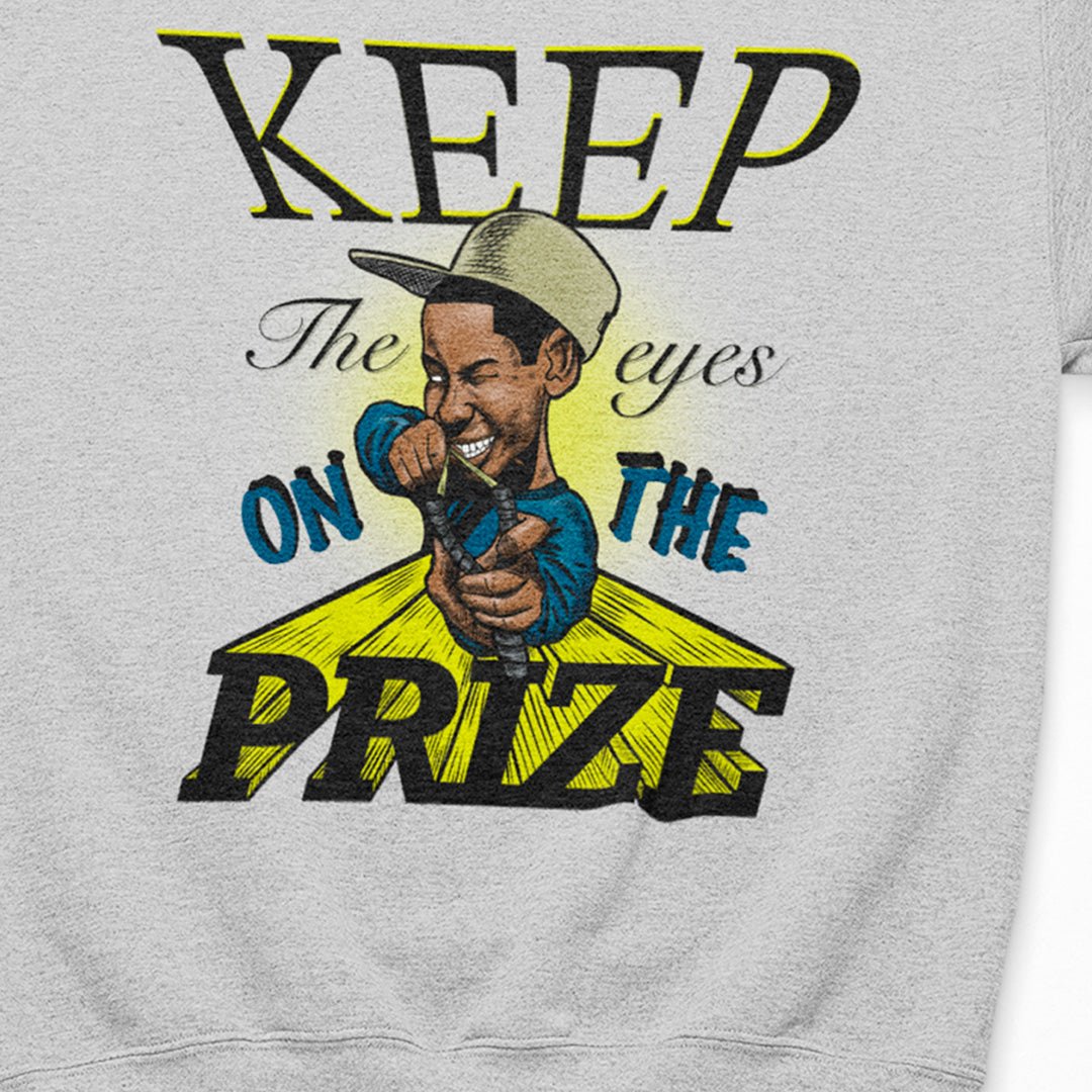 Keep The Eyes On The Prize Heather Grey Crewneck Sweatshirt - Caio Trevisan Art