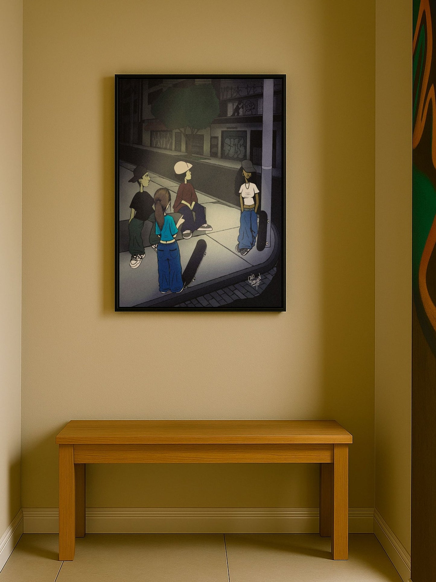 After Session – Framed Canvas | Contemporary Skateboard Artwork for Home Decor - Caio Trevisan Art