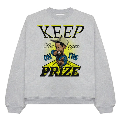 Keep The Eyes On The Prize Heather Grey Crewneck Sweatshirt - Caio Trevisan Art