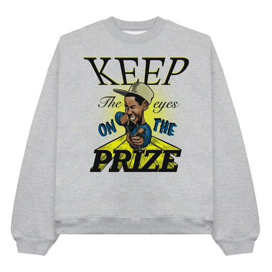 Keep The Eyes On The Prize Heather Grey Crewneck Sweatshirt - Caio Trevisan Art