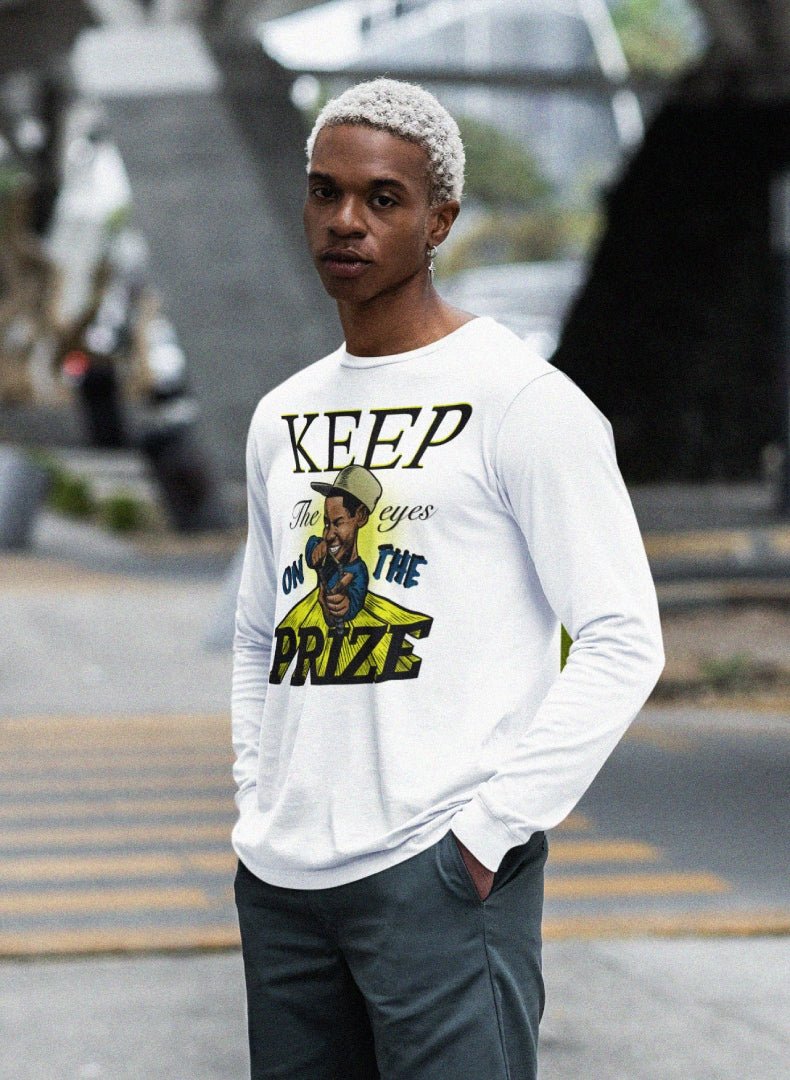 Keep The Eyes On The Prize White Longsleeve - Caio Trevisan Art