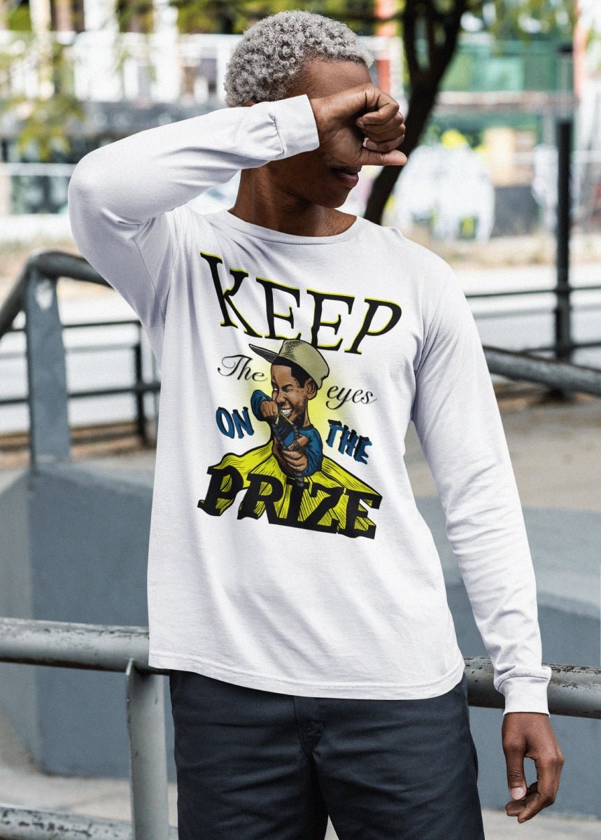 Keep The Eyes On The Prize White Longsleeve - Caio Trevisan Art