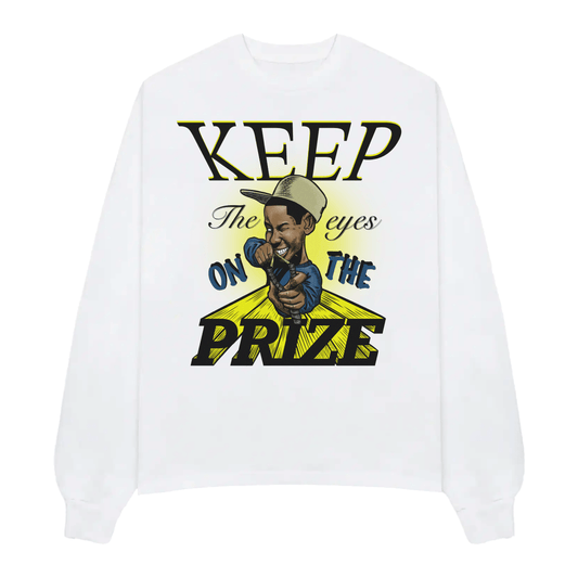 Keep The Eyes On The Prize White Longsleeve - Caio Trevisan Art