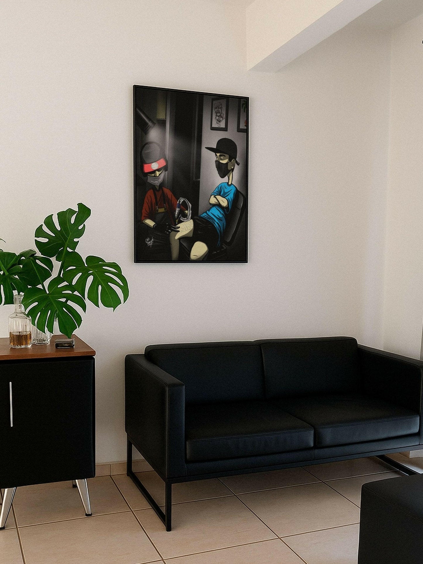 Late Night Tattoo Sesh – Framed Canvas | Contemporary Tattoo Canvas for Interiors - Caio Trevisan Art