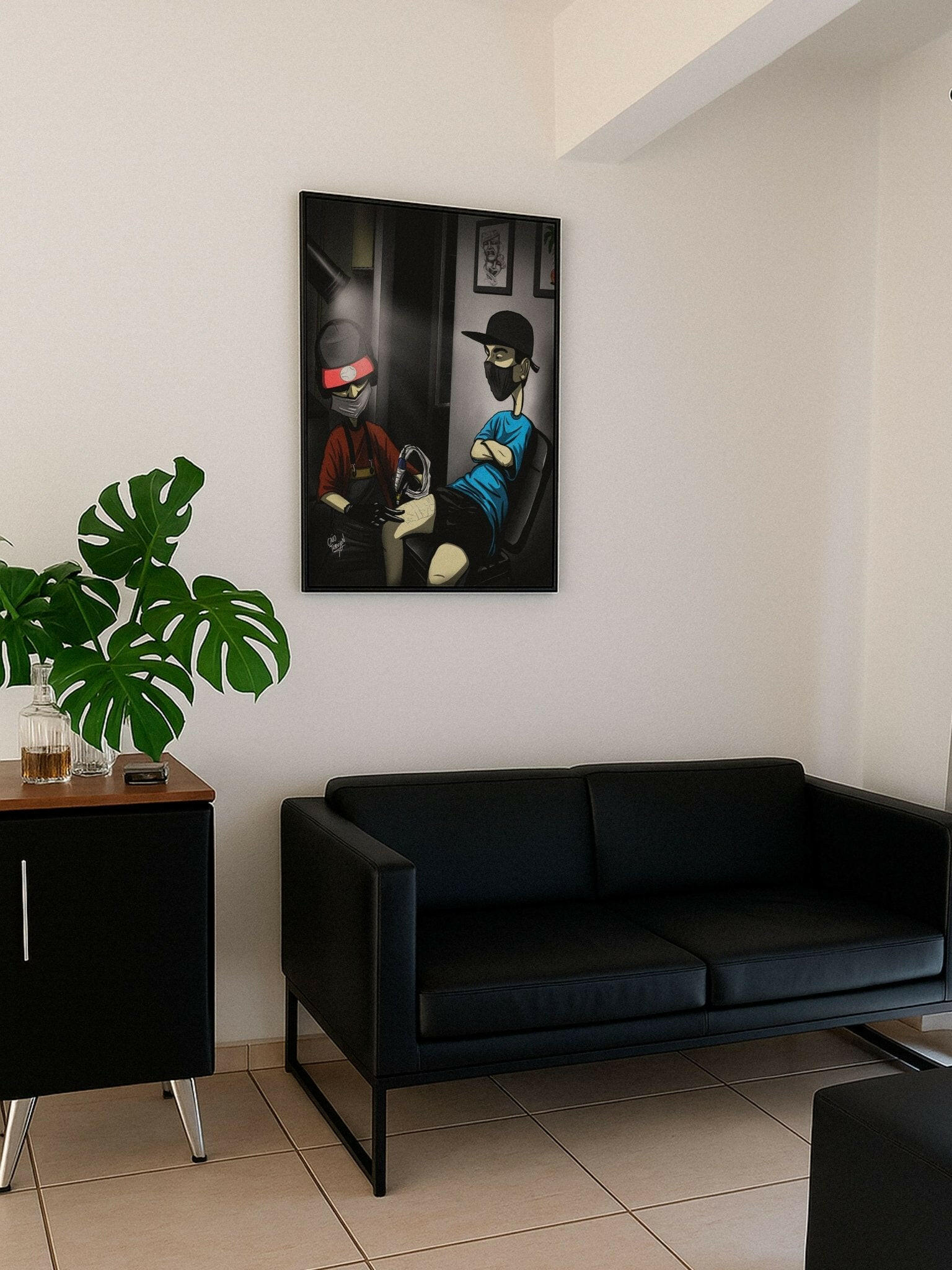 Late Night Tattoo Sesh – Framed Canvas | Contemporary Tattoo Canvas for Interiors - Caio Trevisan Art