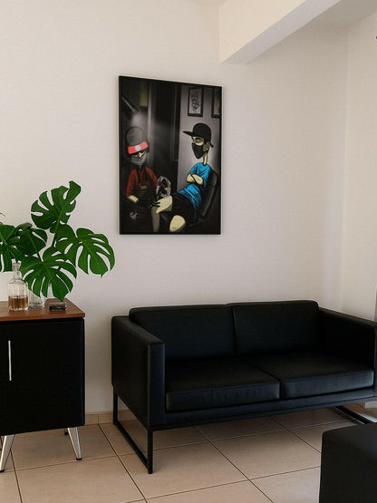 Late Night Tattoo Sesh – Framed Canvas | Contemporary Tattoo Canvas for Interiors - Caio Trevisan Art