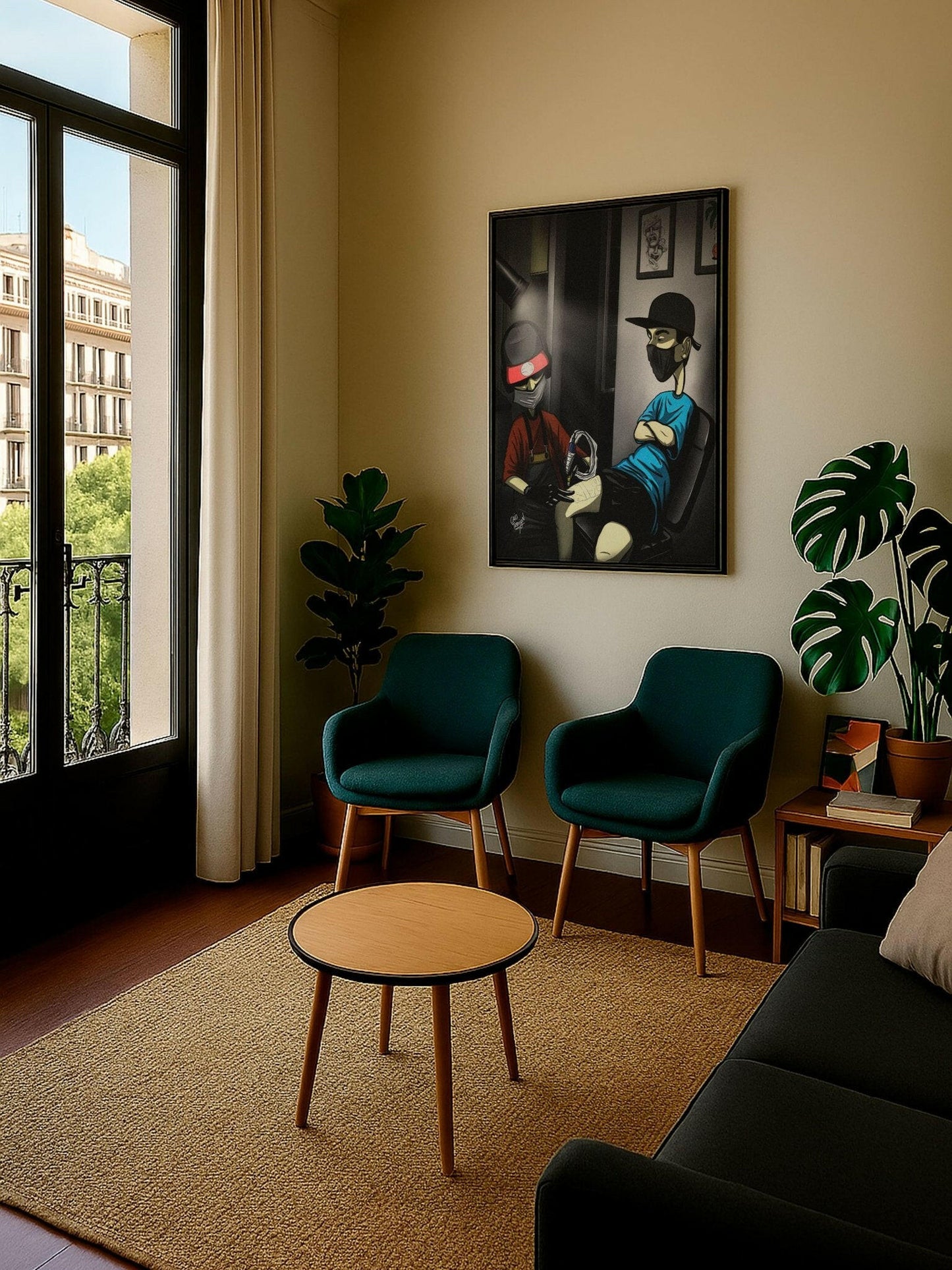 Late Night Tattoo Sesh – Framed Canvas | Contemporary Tattoo Canvas for Interiors - Caio Trevisan Art