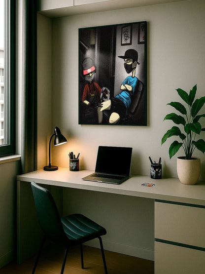 Late Night Tattoo Sesh – Framed Poster | Ready To Hang | Contemporary Urban Tattoo Wall Art - Caio Trevisan Art