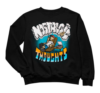Nostalgic Thoughts Black Crewneck Sweatshirt - Caio Trevisan Art