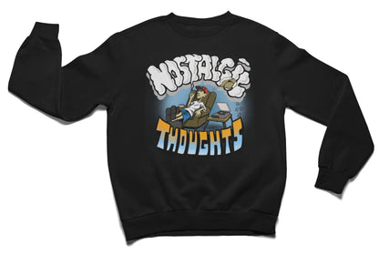 Nostalgic Thoughts Black Crewneck Sweatshirt - Caio Trevisan Art