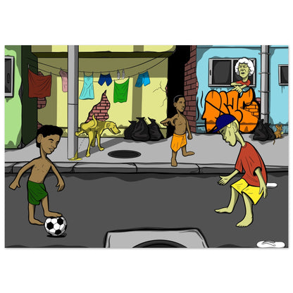 ''SOCCER IN THE HOOD'' Premium Semi - Glossy Paper Poster - Caio Trevisan Art
