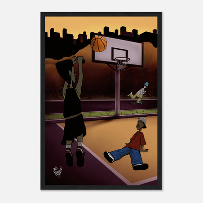 Sunset on the Court – Framed Poster | Contemporary Street Basketball Wall Art - Caio Trevisan Art