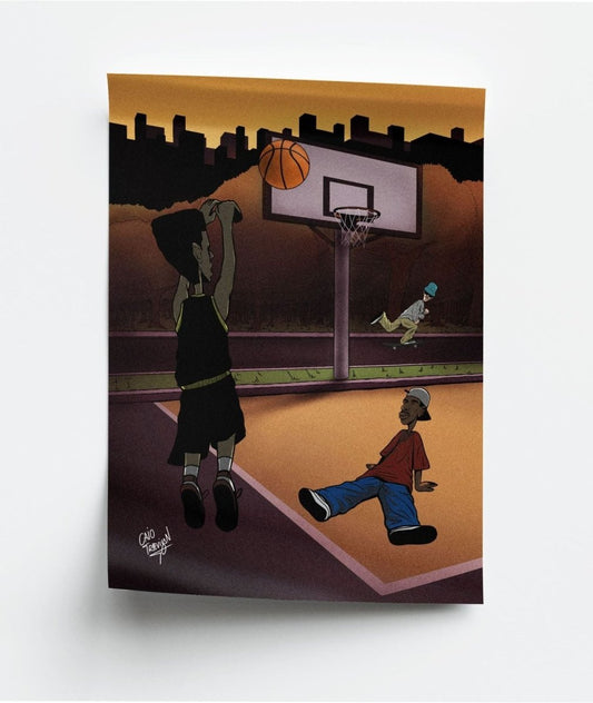 Sunset on the Court – Print | Street Baskertball Illustration - Caio Trevisan Art