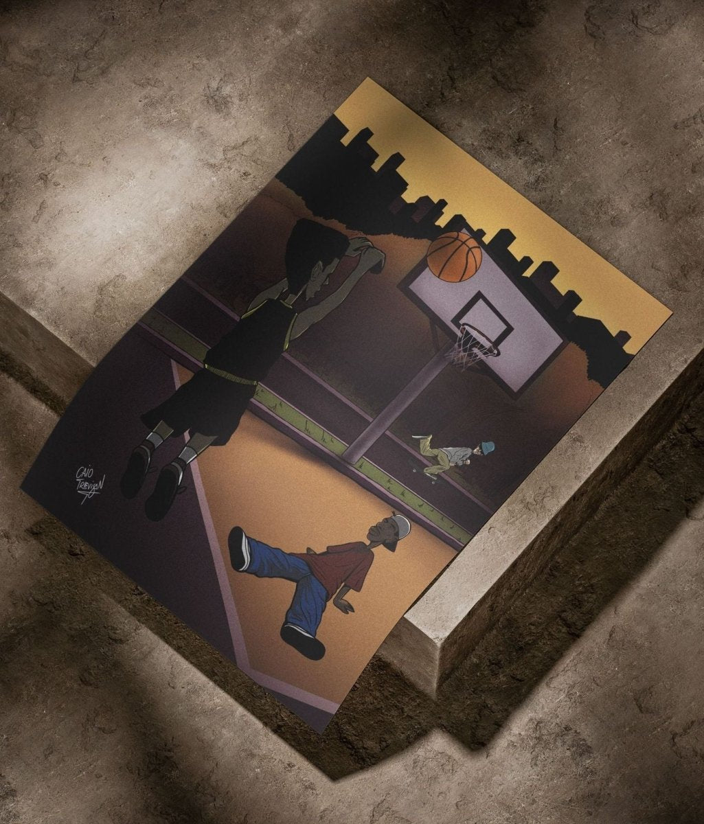 Sunset on the Court – Print | Street Baskertball Illustration - Caio Trevisan Art