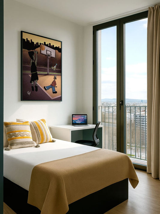 Sunset on the Court – Framed Poster | Ready To Hang | Contemporary Street Basketball Wall Art