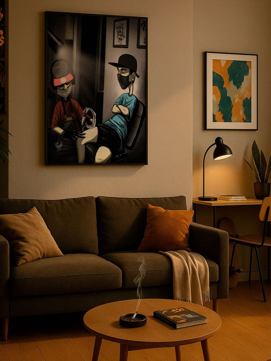 Late Night Tattoo Sesh – Framed Poster | Ready To Hang | Contemporary Urban Tattoo Wall Art
